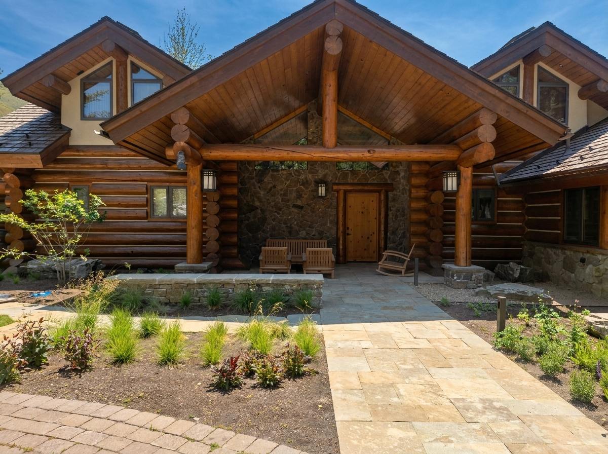 Grand Entry Log Home detail